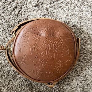Portland Leather Goods circle Embossed Leather Crossbody Bag